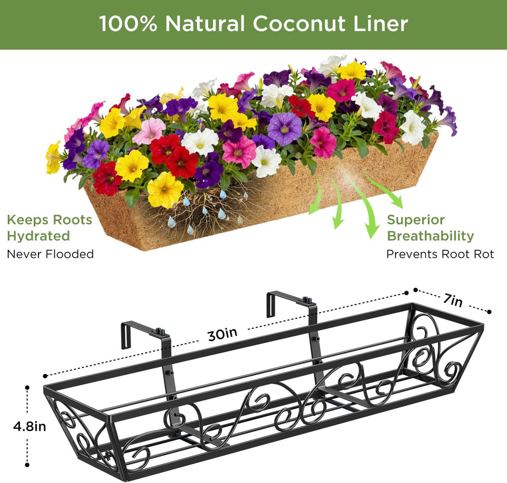 Y&M 30 Inch Butterfly Window Box Planter. Railing Planters for Outdoor Pl...