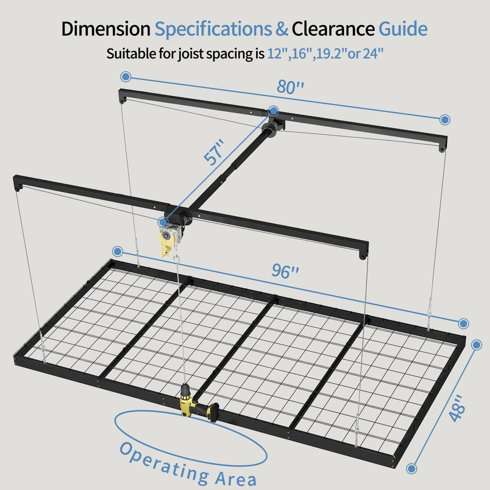 Overhead Garage Storage Rack – 4x8 FT Garage Ceiling Storage Racks with Safet...