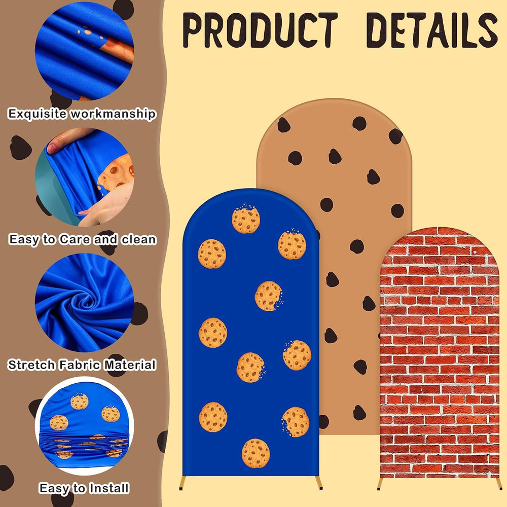 Moukeren 3 Pcs Cookie Arch Cover 4ft 5ft 6ft Spandex Backdrop Stand Decor