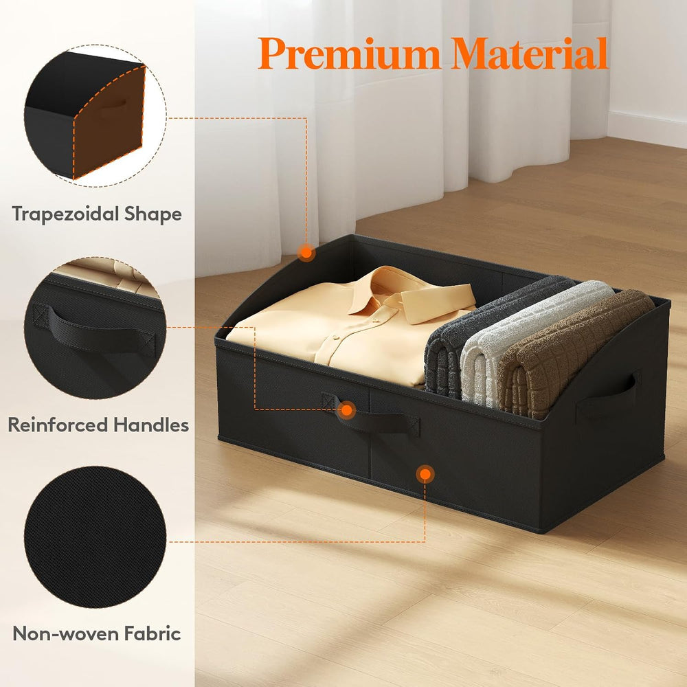 Lifewit Trapezoid Closet Storage Bin for Shelf, 6 Packs 23L, Black