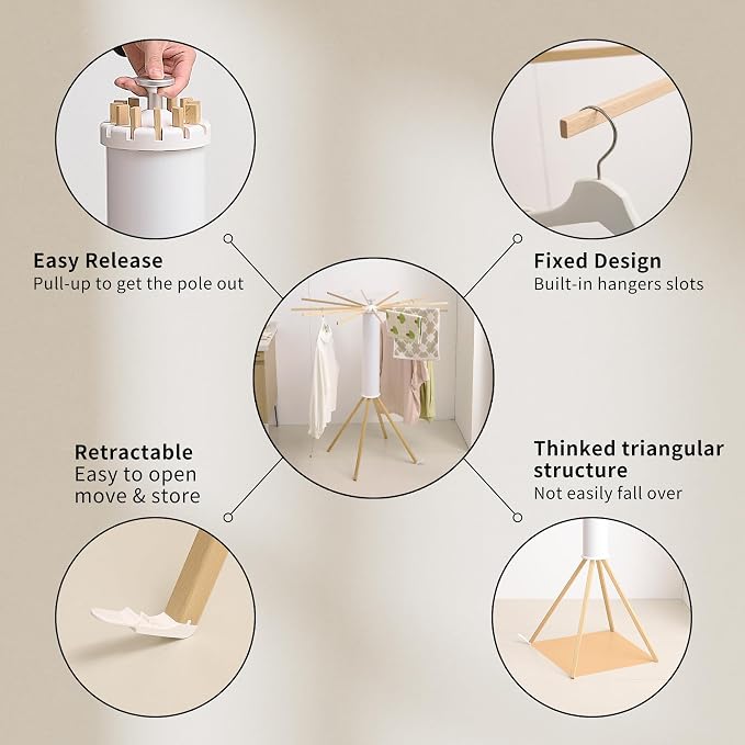 Clothes Drying Rack 4 Legs, Laundry Hanger Dryer Rack, Portable Drying Rack