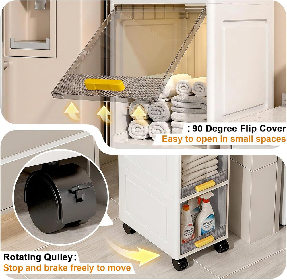 6-Tier Tall Narrow Storage Cabinet, Slim Bathroom Storage Cabinet with door