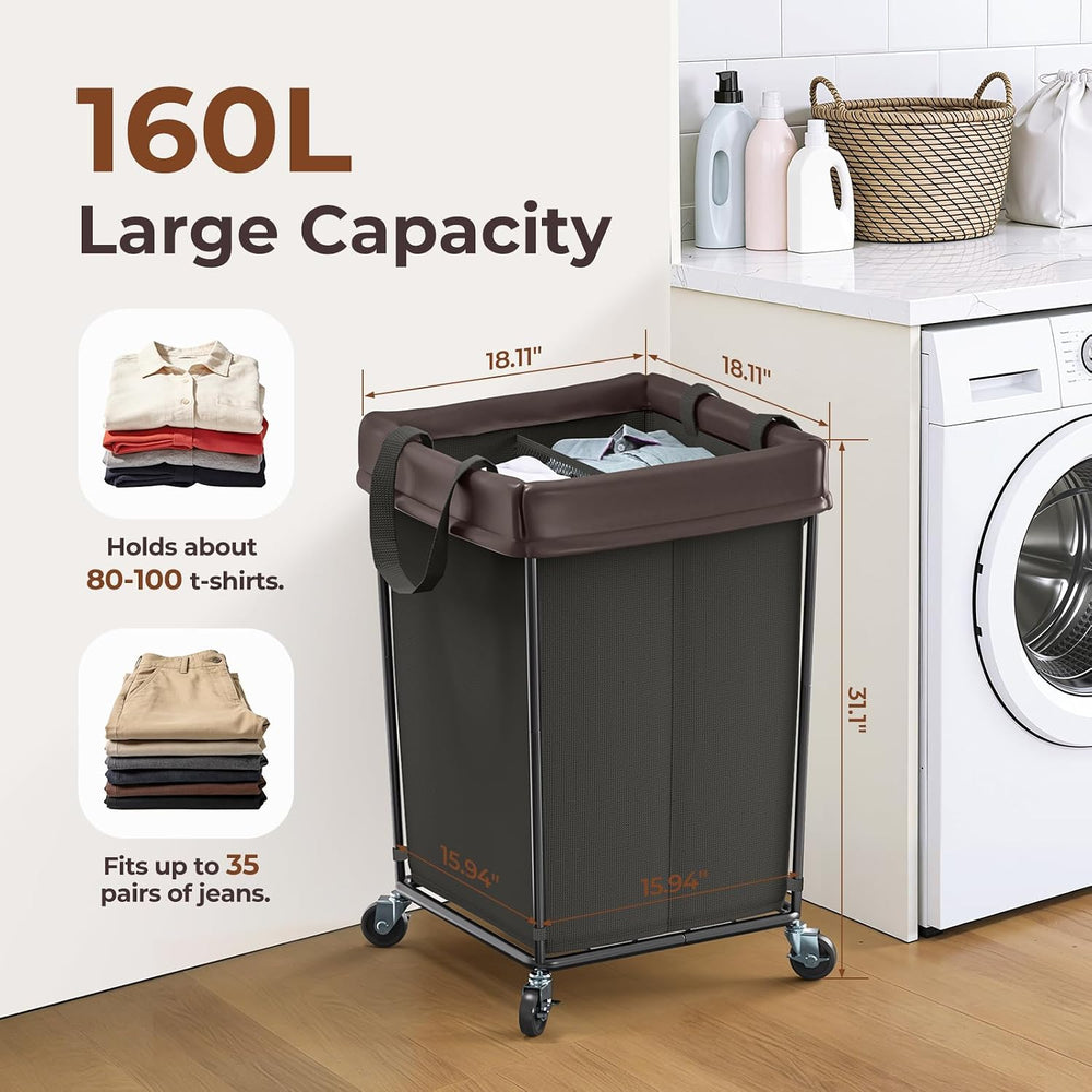 Rolling Laundry Basket with Wheels, 160L Rolling Laundry Hamper with Wheels