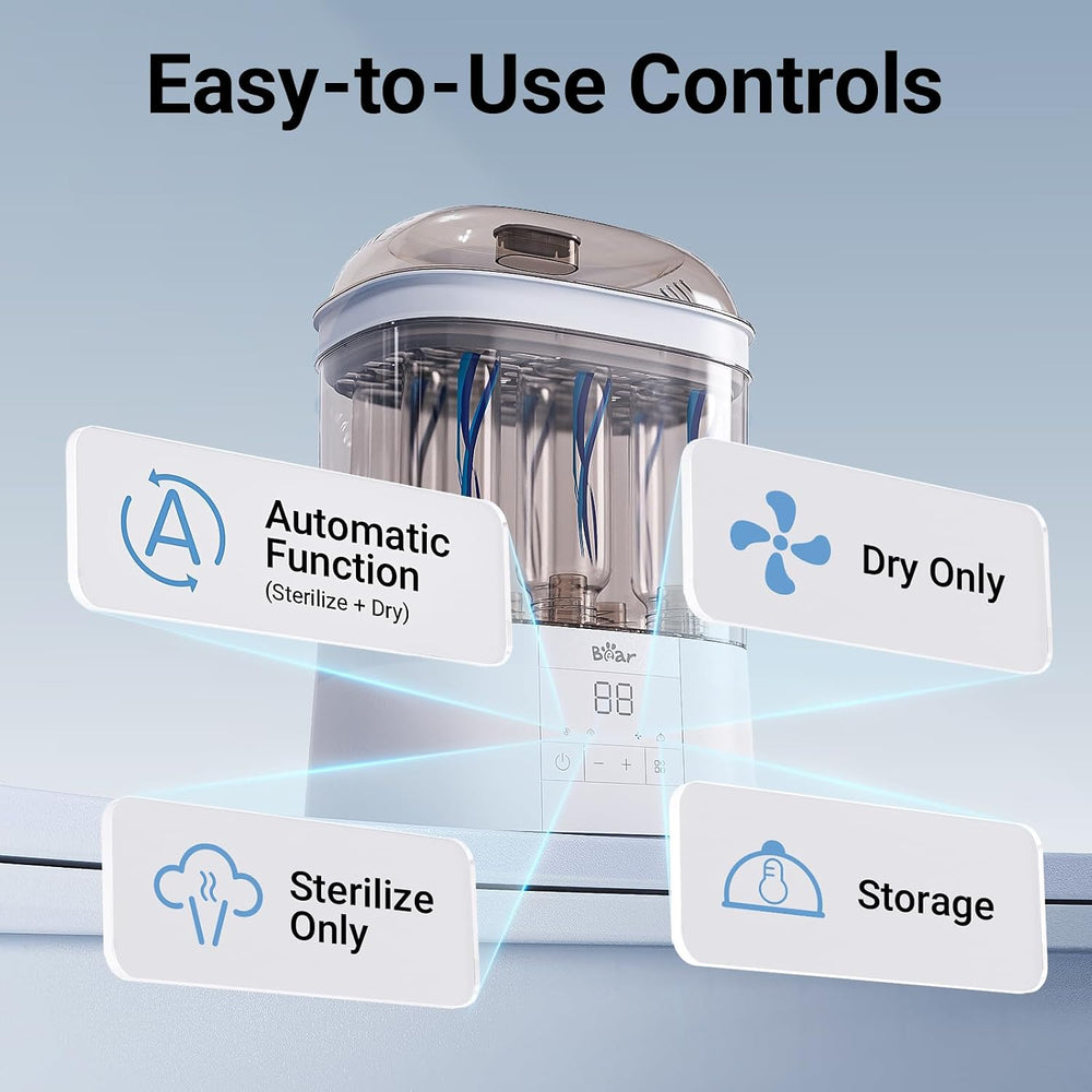 Bear Bottle Sterilizer and Dryer, 2-Layer Electric Steam Sanitizer