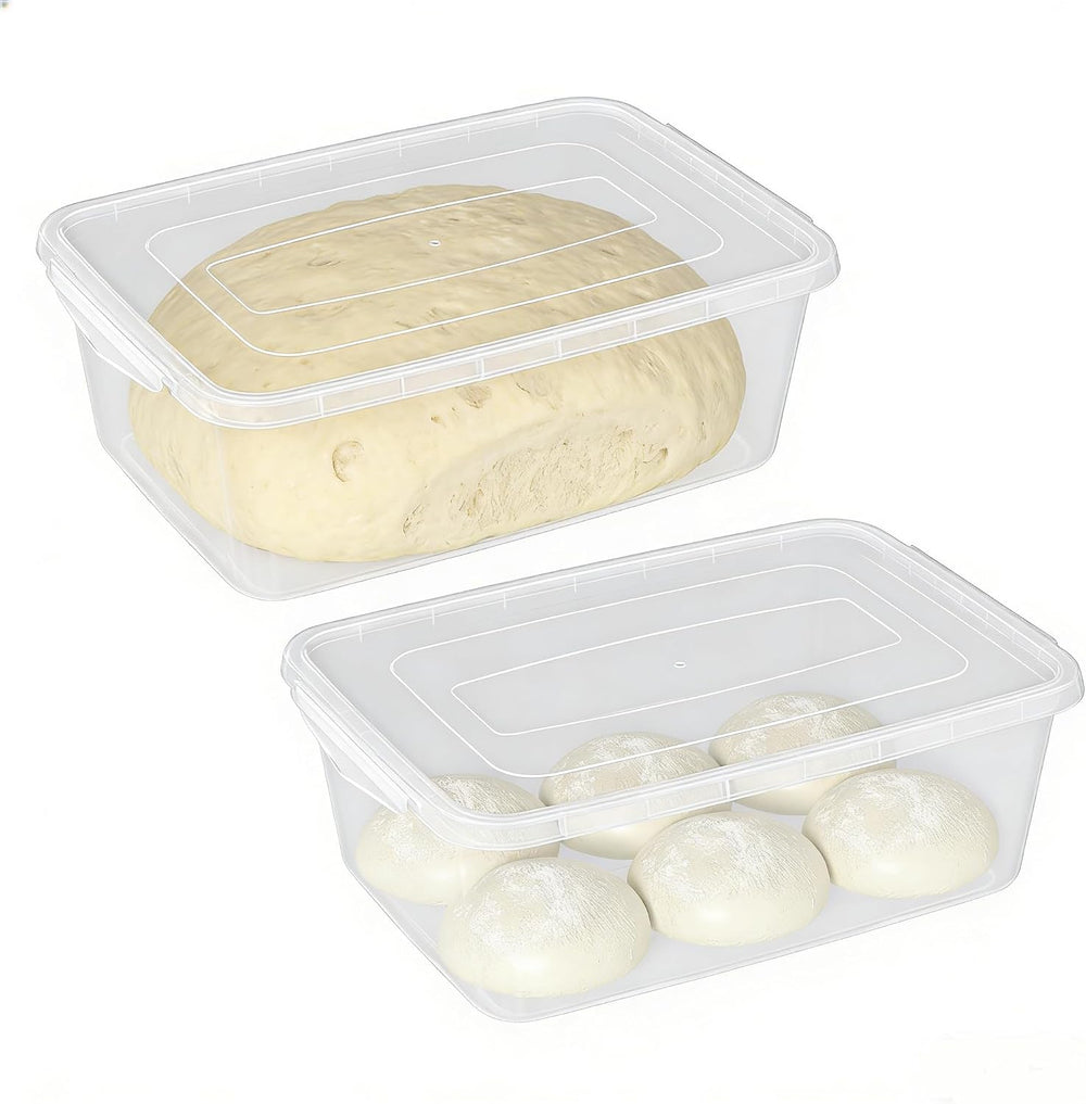 2 Packs 16 L Pizza Dough Proofing Box with Latching Lid, Clear
