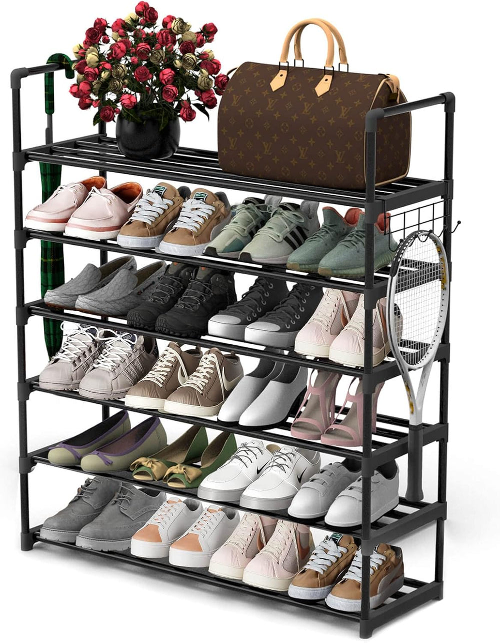 Hsscblet 6 Tiers Metal Shoe Rack,Adjustable Shoe Shelf Storage Organizer with...