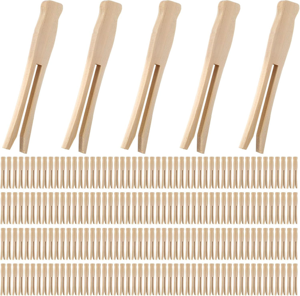 Zubebe 200 Pack Wooden Clothespins 4.3 Inch Vintage Dolly Clothes Pegs Wood C...
