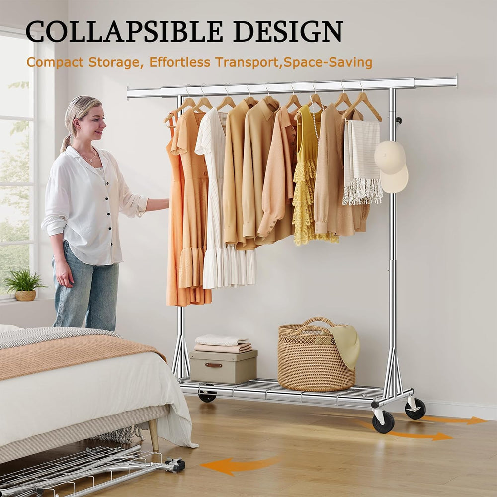 Gewudraw Clothes Rack Heavy Duty 630 LBS Capacity-Rolling Clothing Rack