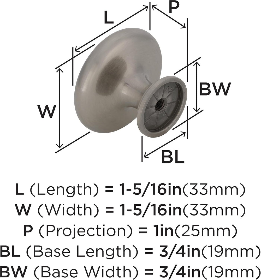 Amerock 10 Pack 1-5/16" Round Inspirations Satin Nickel Cabinet Knob