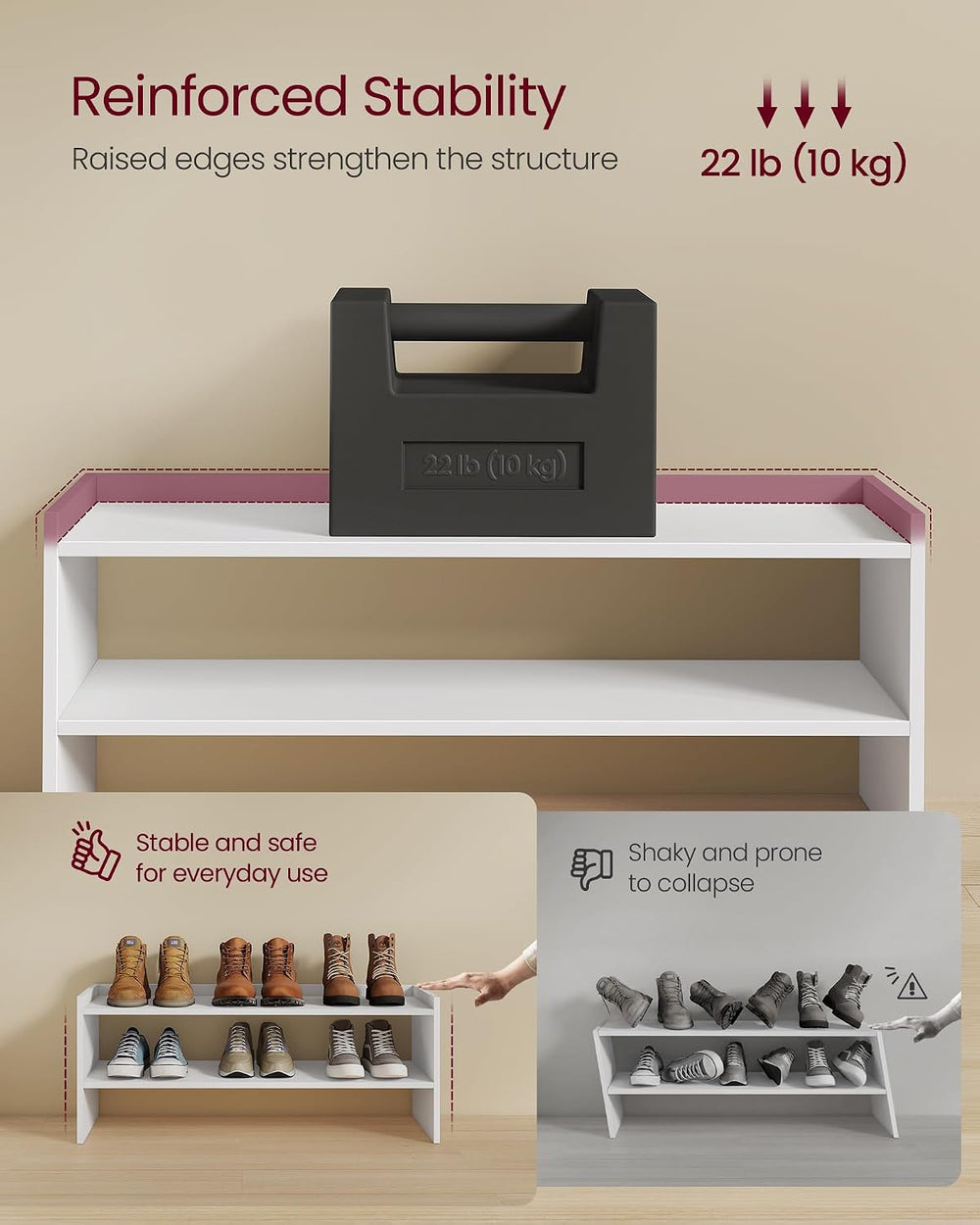 VASAGLE CUSTOS Collection - Shoe Rack for Closet, Stackable Shoe Organizer Sh...