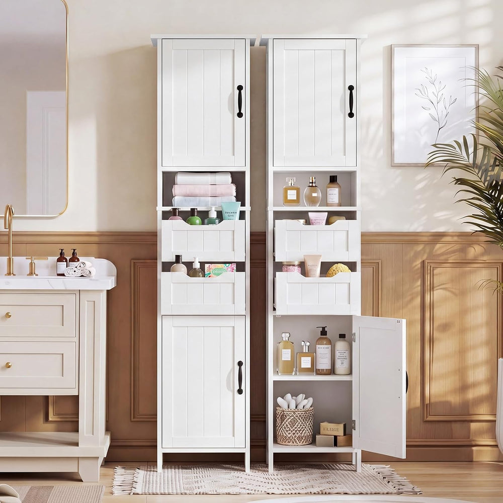 67" Tall Bathroom Storage Cabinet, Narrow Bathroom Cabinet with 2 Doors,...