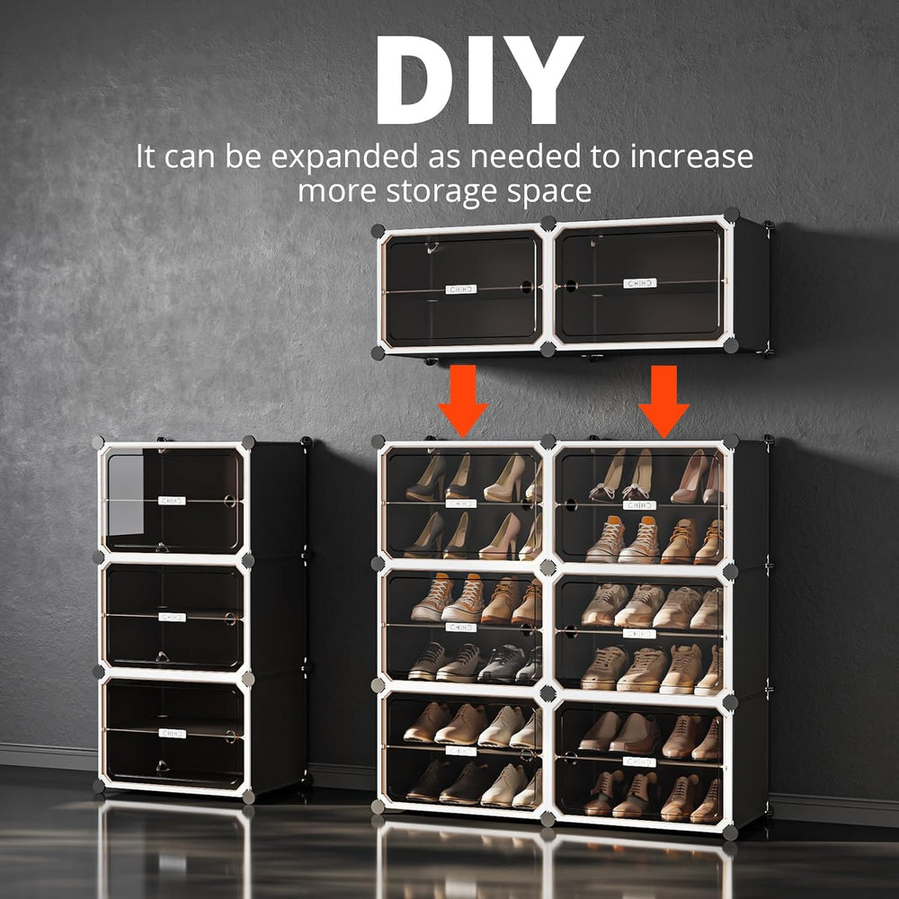 MAGINELS 8-Tier Shoe Rack,Expandable Plastic Shoe Cabinet. Shoe Storage with ...