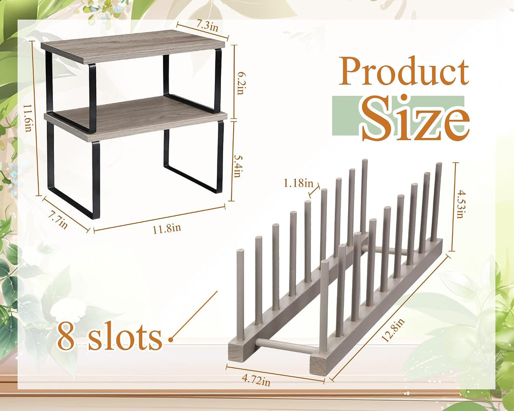 4 Pcs Kitchen Organizer Accessories Set for Cabinet, Gray, 11.8 x 7.9''