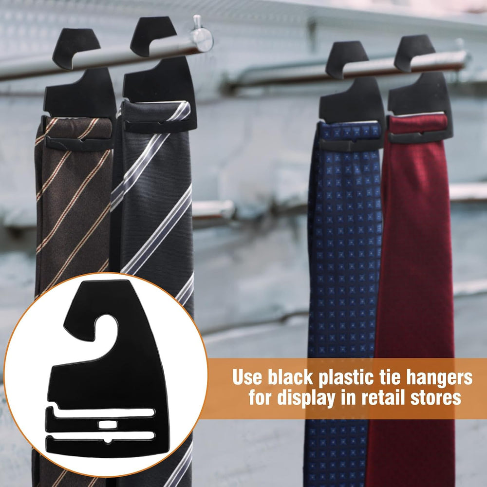 200 Pcs Tie Hangers, Plastic Neck Tie Holders for Display, Black Necktie Hook...