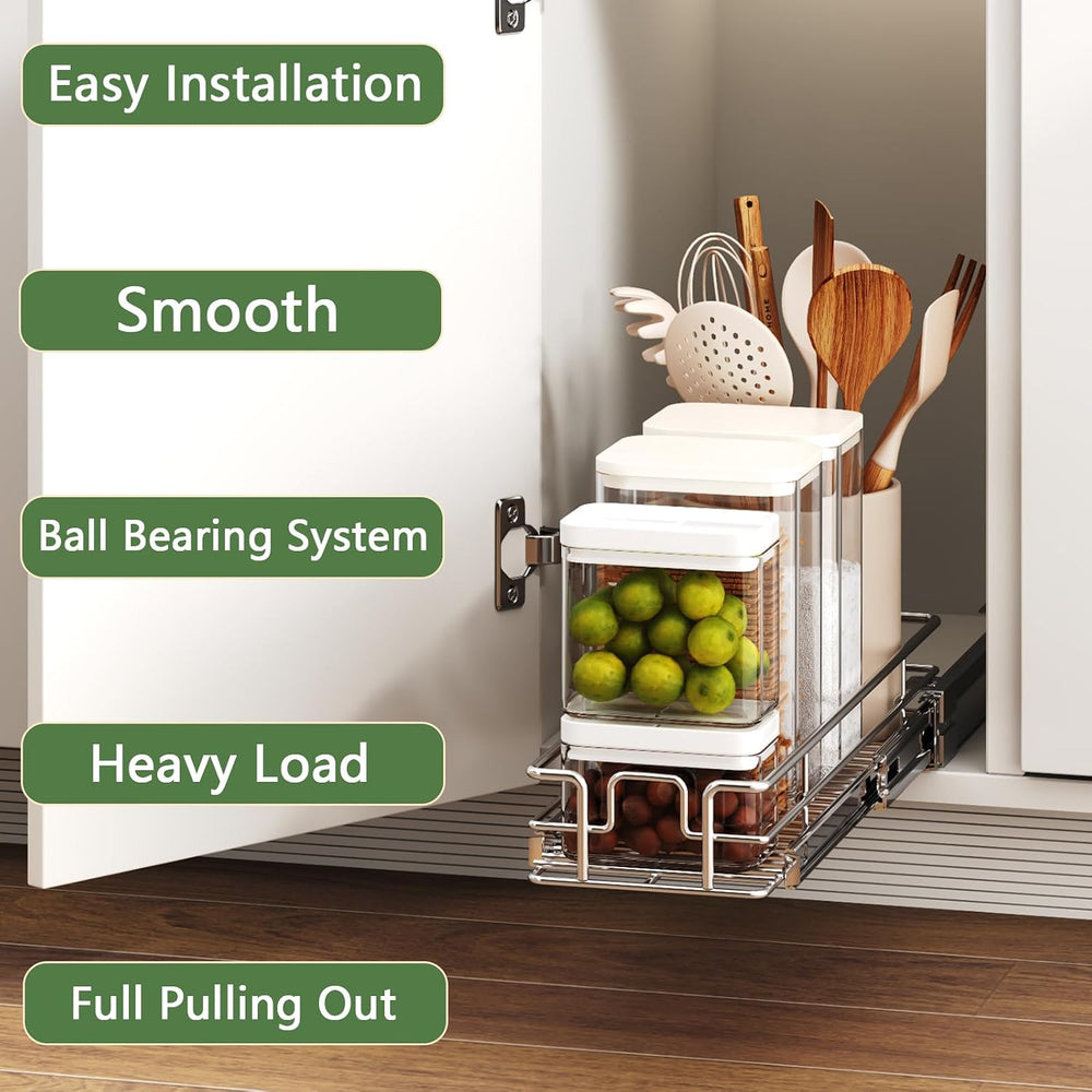 Pull Out Cabinet Organizer 7½" W x 21½" D, Heavy Duty Cabinet Pull ...