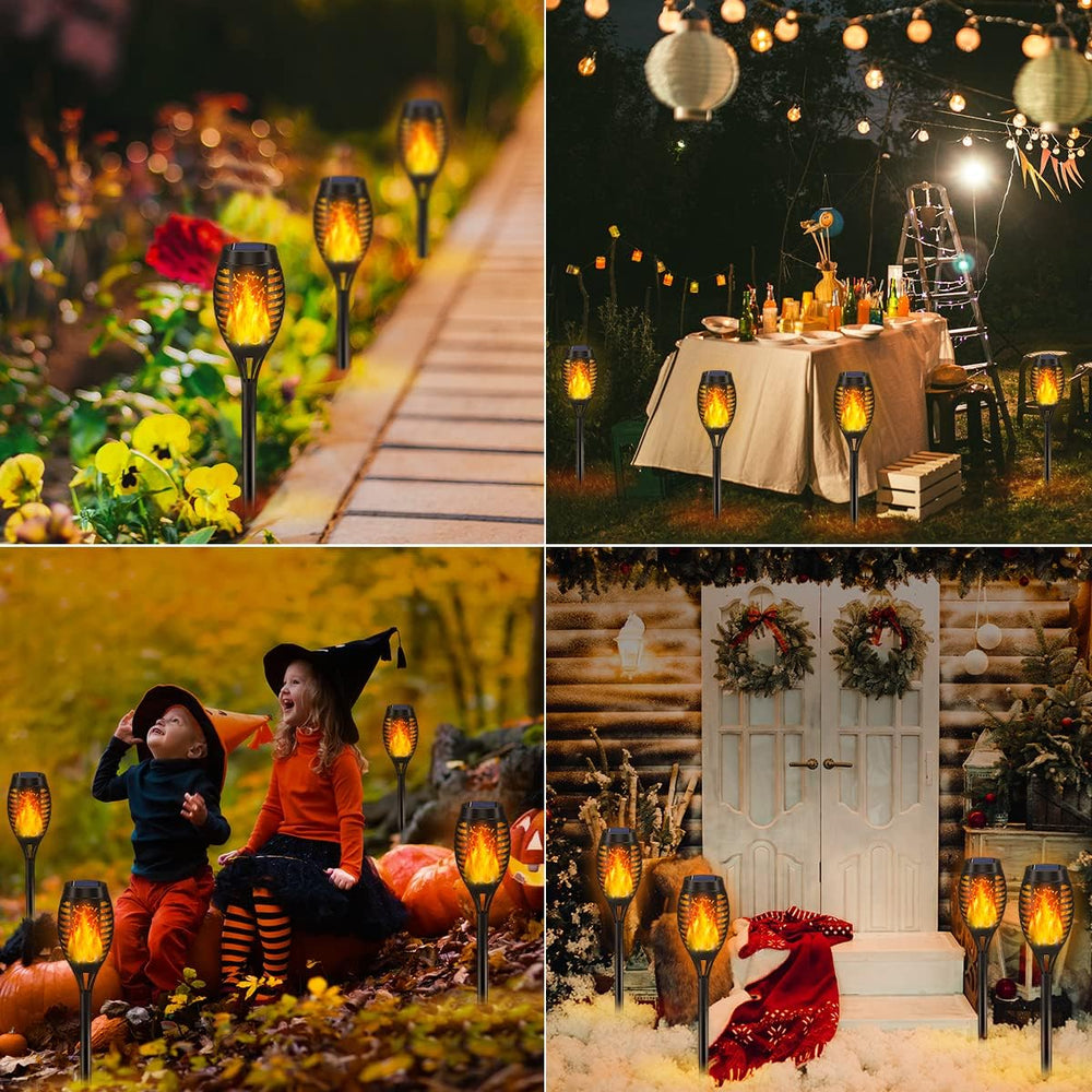 16Pack Solar Torch Light Outdoor Flickering Flame for Halloween Decorations