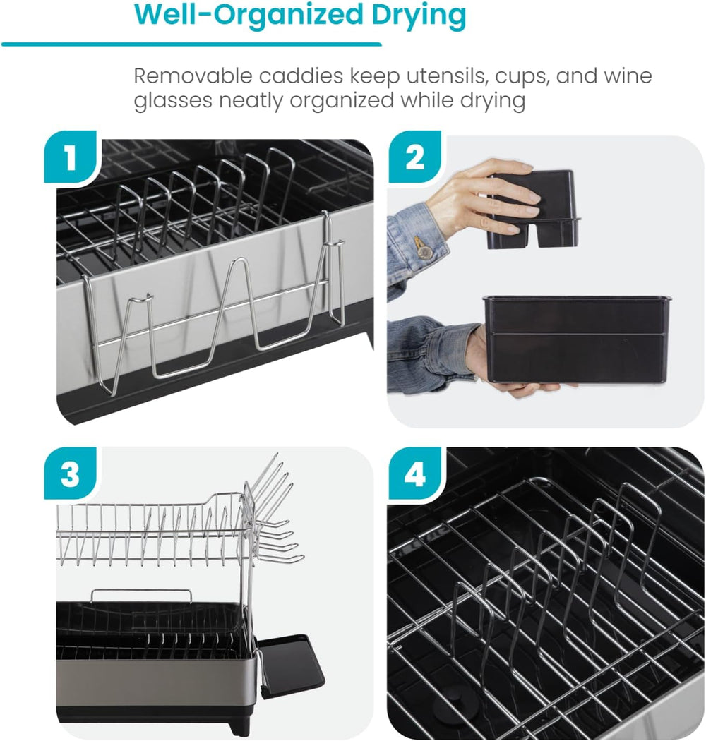 Home Zone Living Dish Drying Rack for Kitchen Counter with 2-Tiers