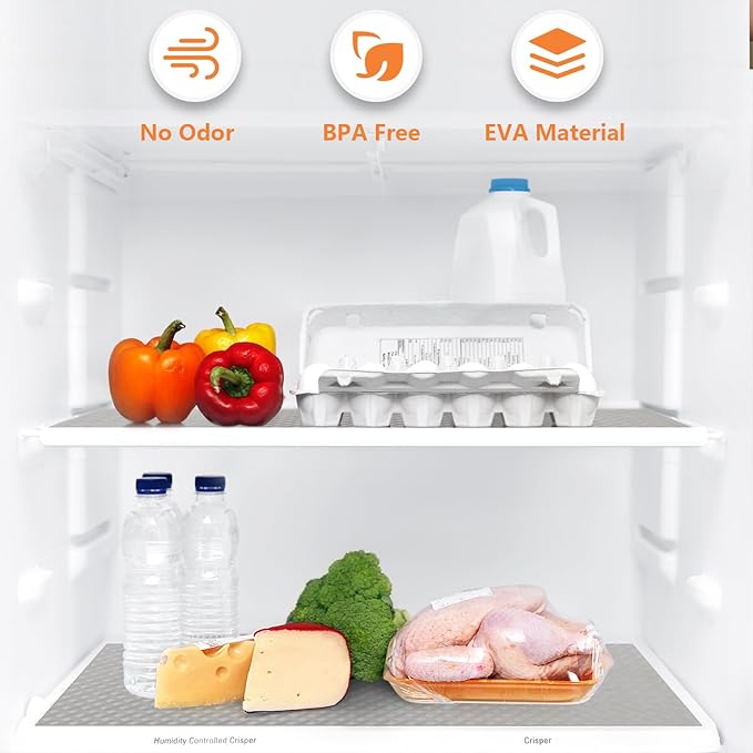 Light Gray Shelf Liners for Kitchen Cabinets Refrigerator Liners Waterproof &...