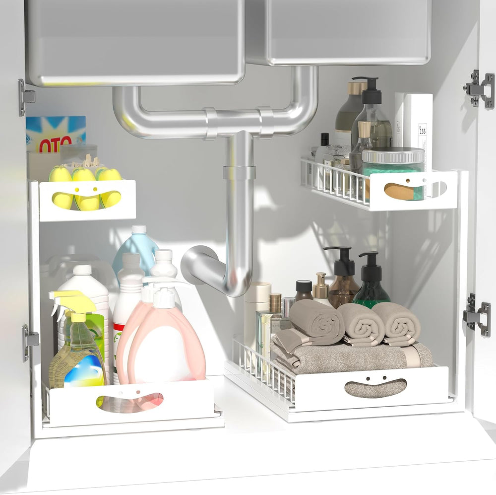 Under Sink Organizer with Pull-Out Drawers,Kitchen Sink Organizer,2 Tier Bath...