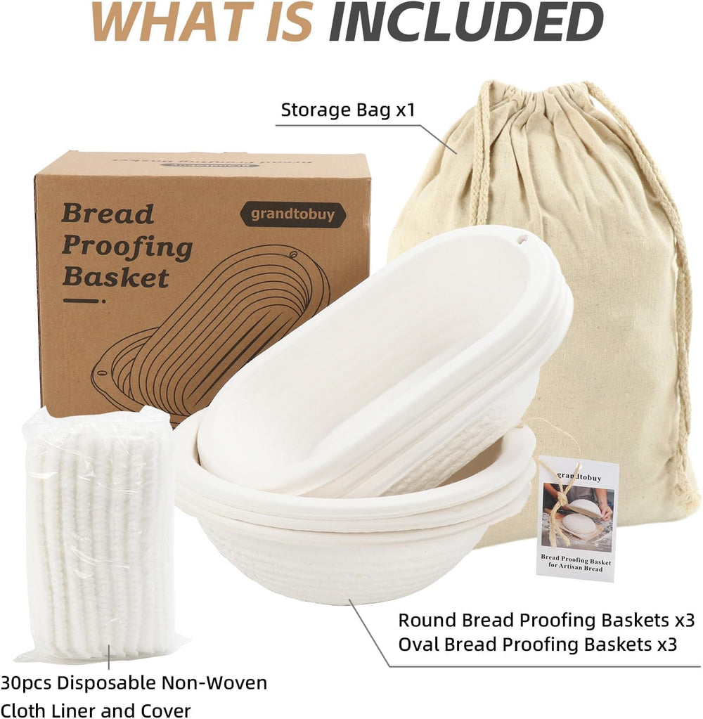 Sourdough Banneton Bread Proofing Basket Pulp Brotform 6-Pack
