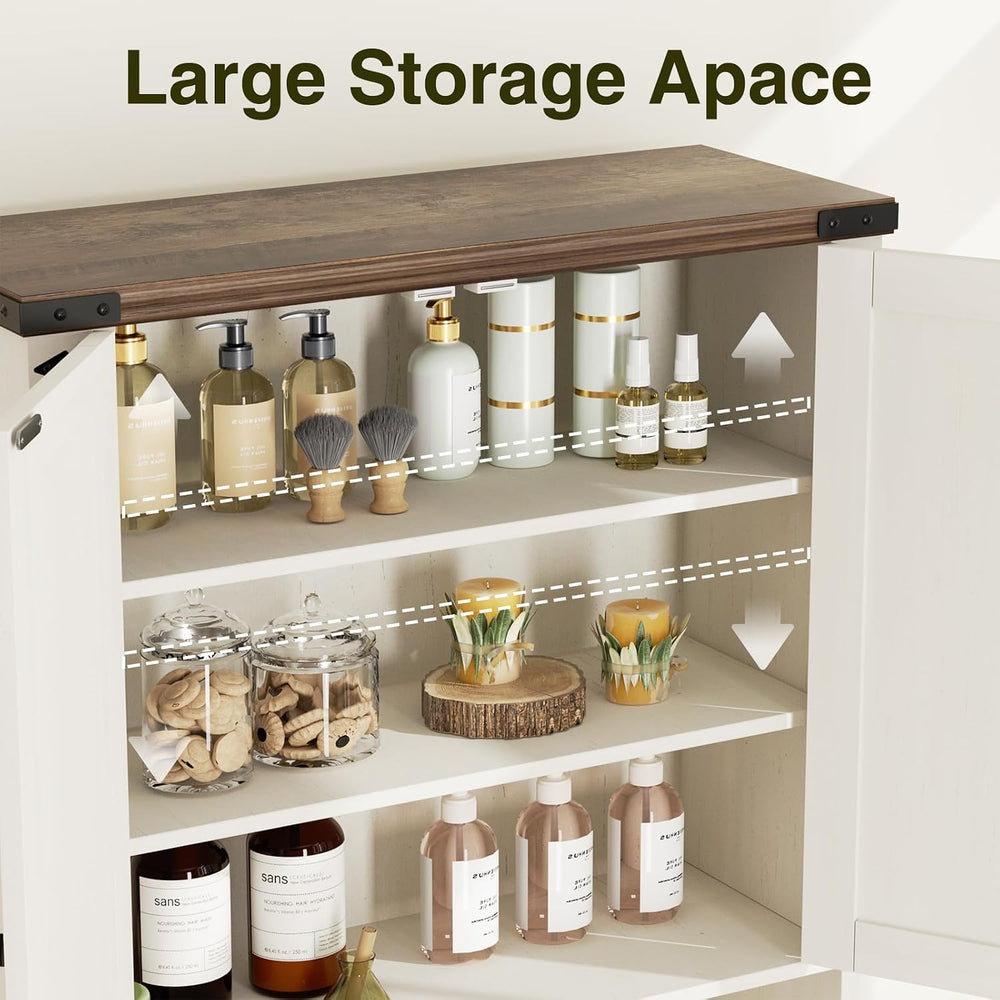 Over The Toilet Storage Cabinet with Farmhouse Doors and Adjustable Shelf, Ta...