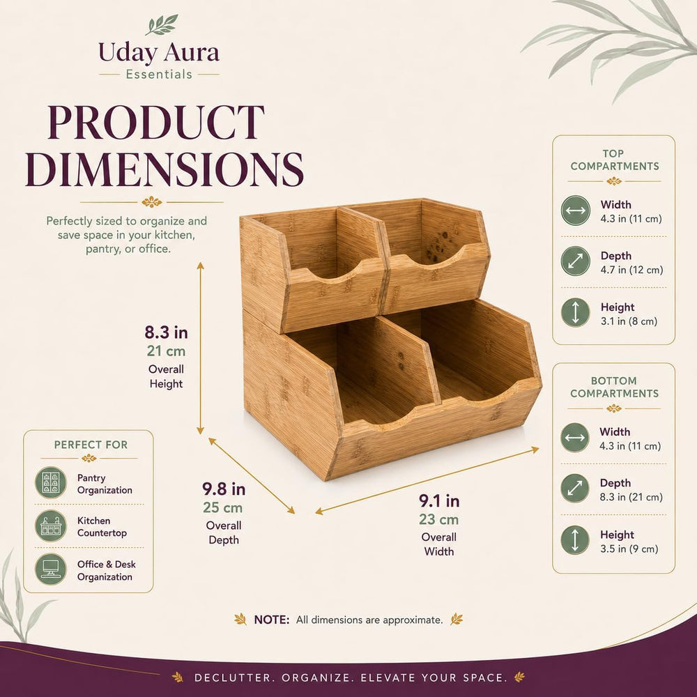 Bamboo Pantry Storage Bins - Stackable Potato & Onion Storage Bin Set of ...
