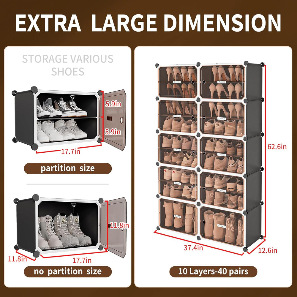 MAGINELS Shoe Rack,Expandable Shoe Cabinet Easy to Assemble. Shoe Storage wit...