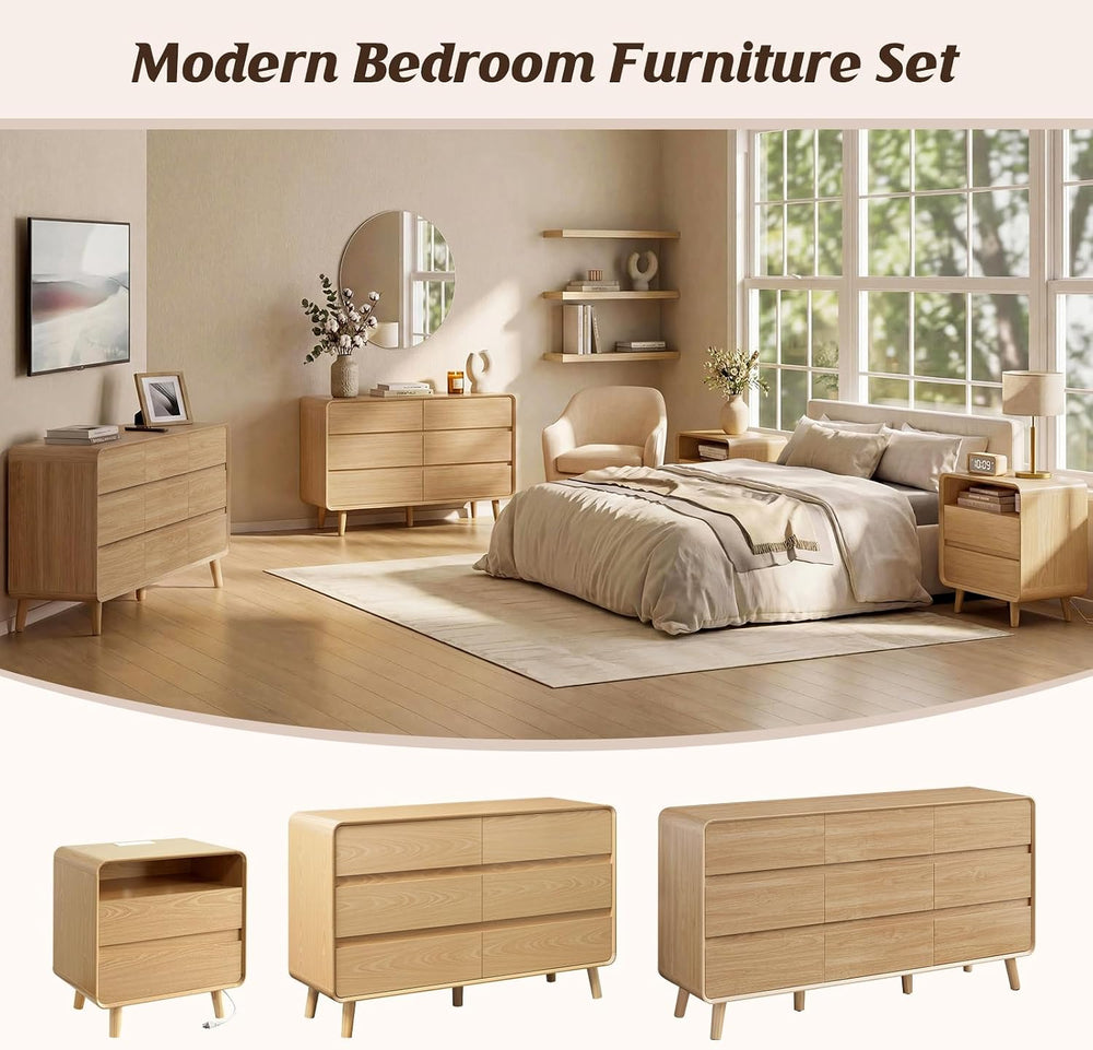 Nasonet 9 Drawer Dresser for Bedroom, 55'' Wide Modern Wood Chest of ...