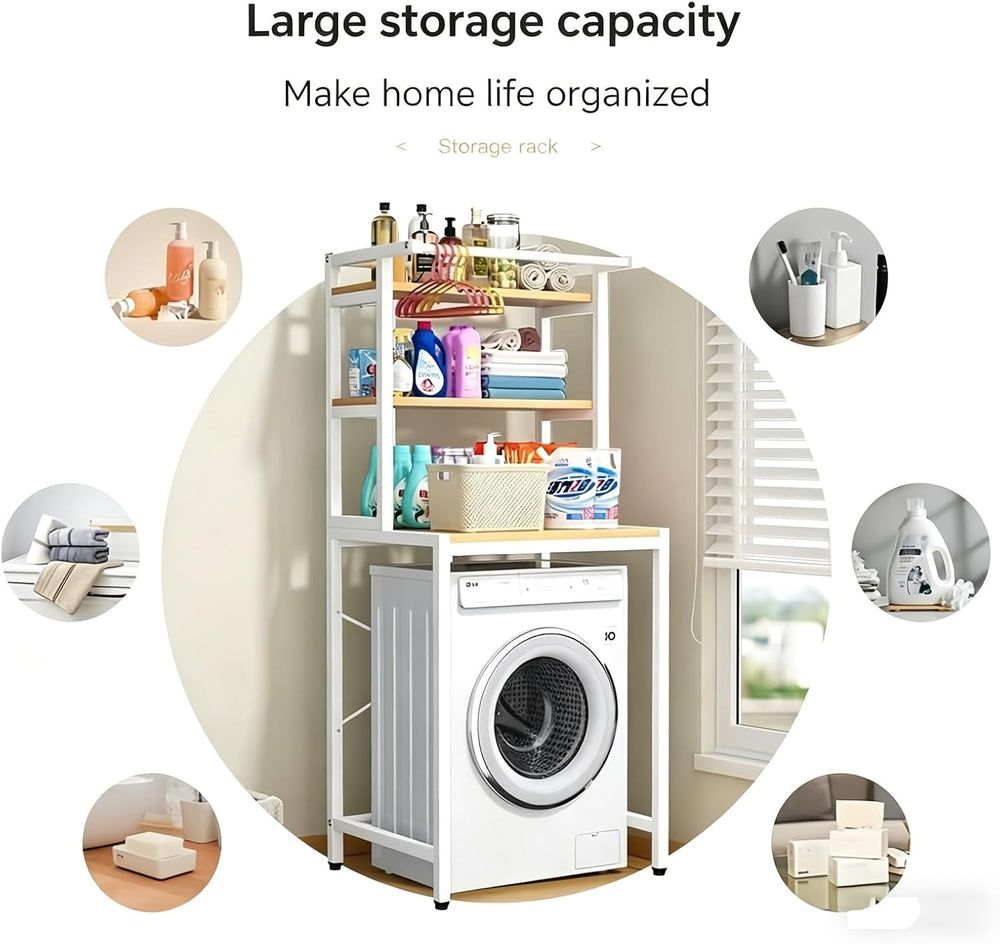 3 Tier Over Washer and Dryer Storage Rack, Height Adjustable Laundry Room She...