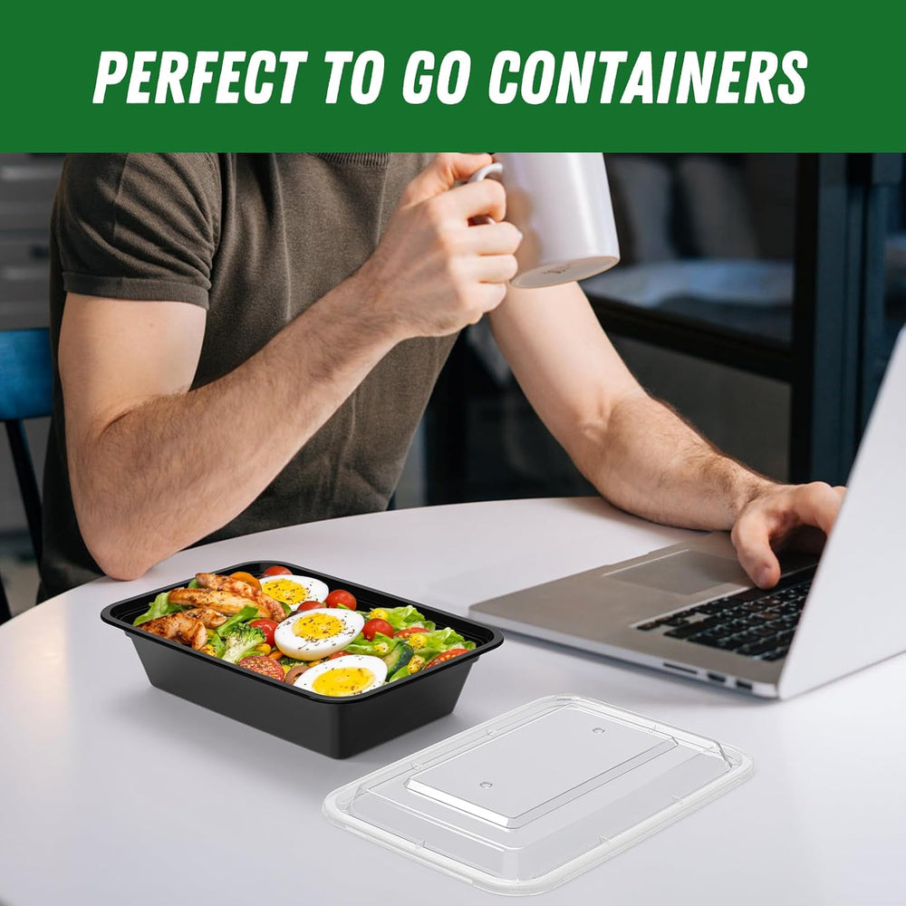 Dealusy 50 Pack (100-Piece) 38 oz Meal Prep Containers Reusable with Lids