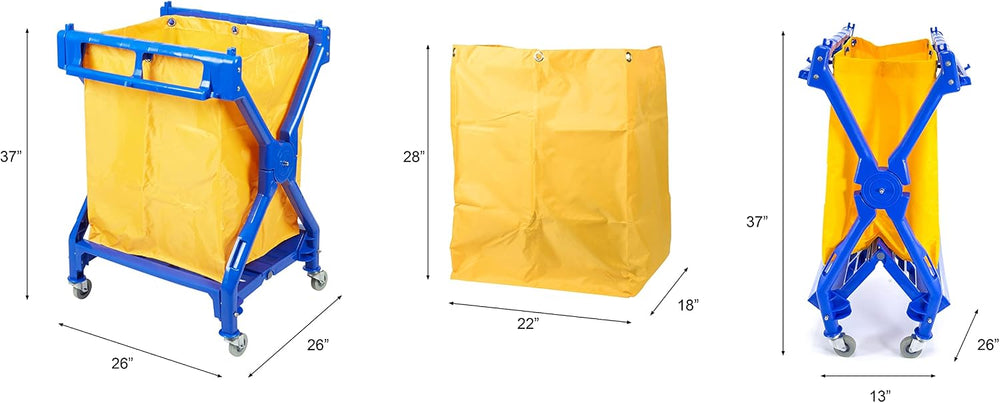 Commercial Laundry Cart with Wheels | 350 LBS Load | Foldable