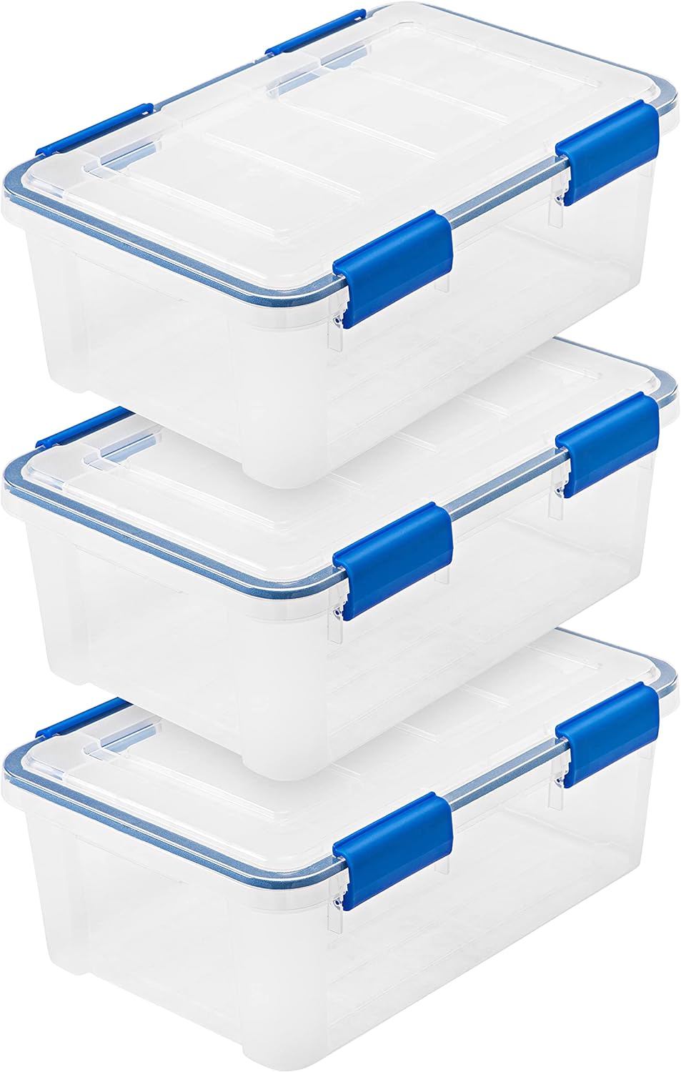 IRIS USA 3-Pack Storage Bins With Gasket Lids, 16-Quart Capacity, Clear