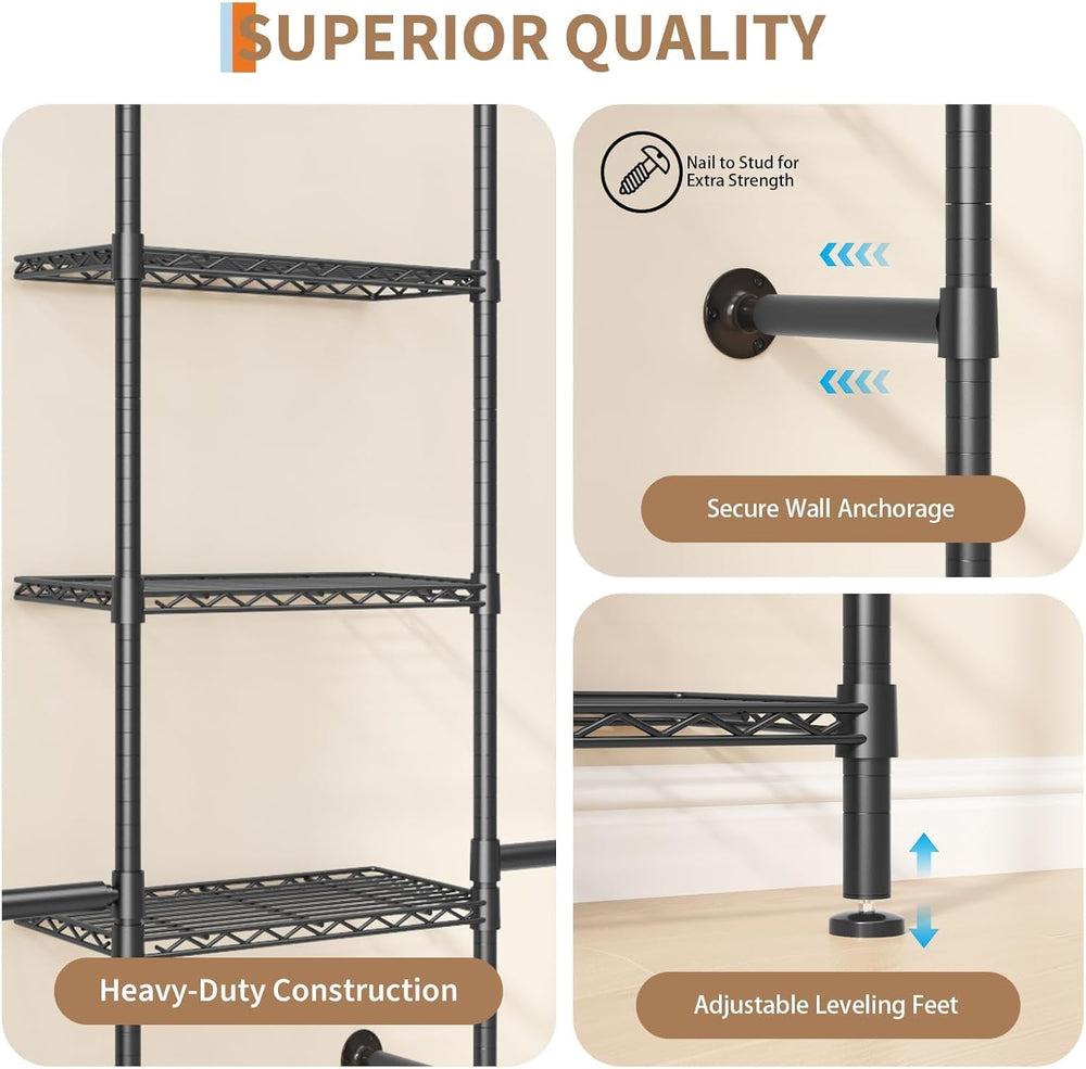 L2 Wall Mounted Pipe Closet System, Matte Black