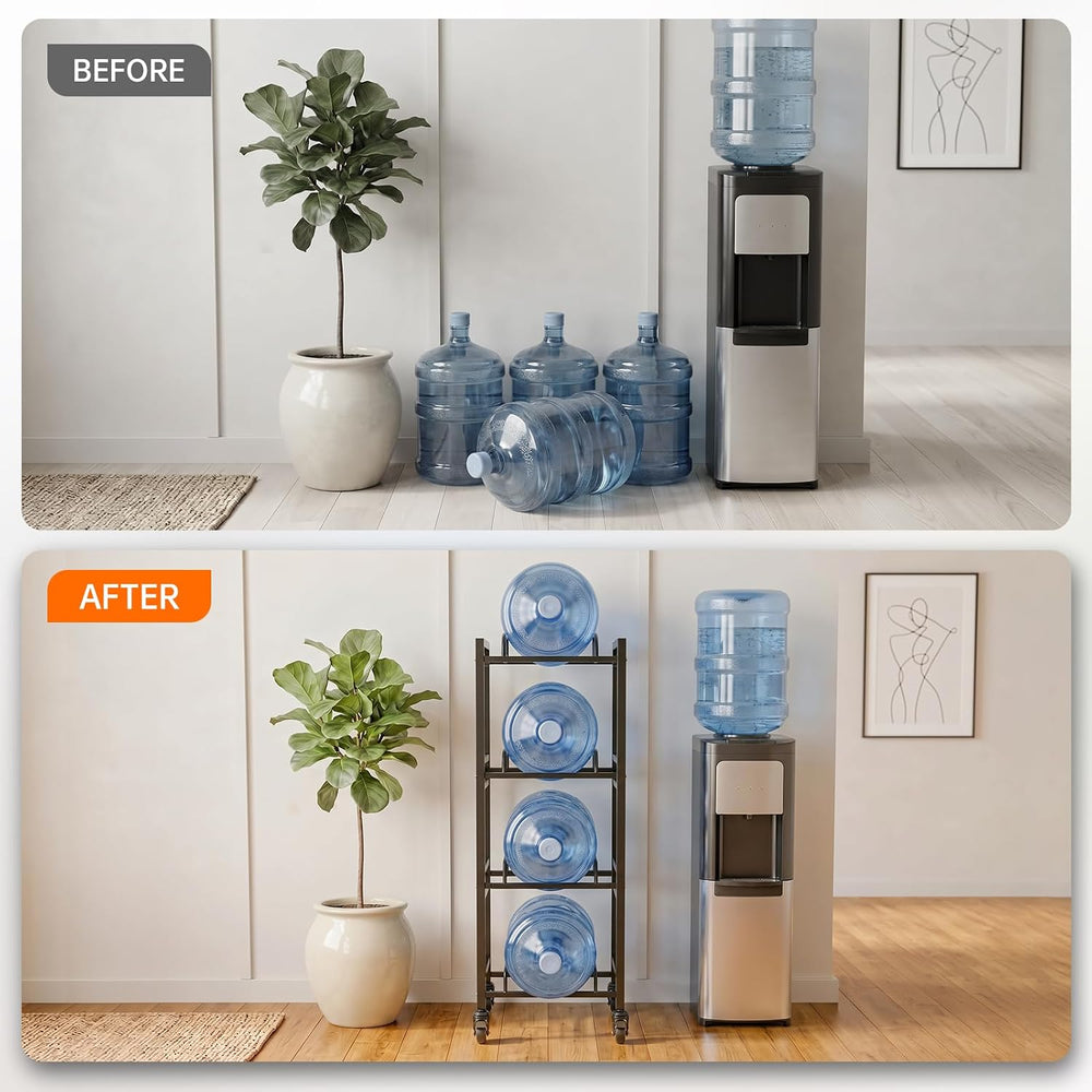 5 Gallon Water Jug Holder with 4 Locking Casters, 4-Tiers Water Jug Stand
