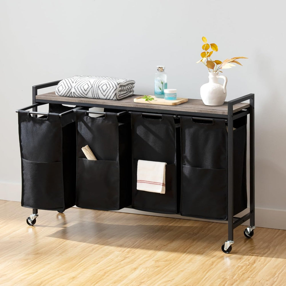 HOOBRO Laundry Sorter 4 Sections, Laundry Hamper with Wheels, 42 Gal (160 L),...