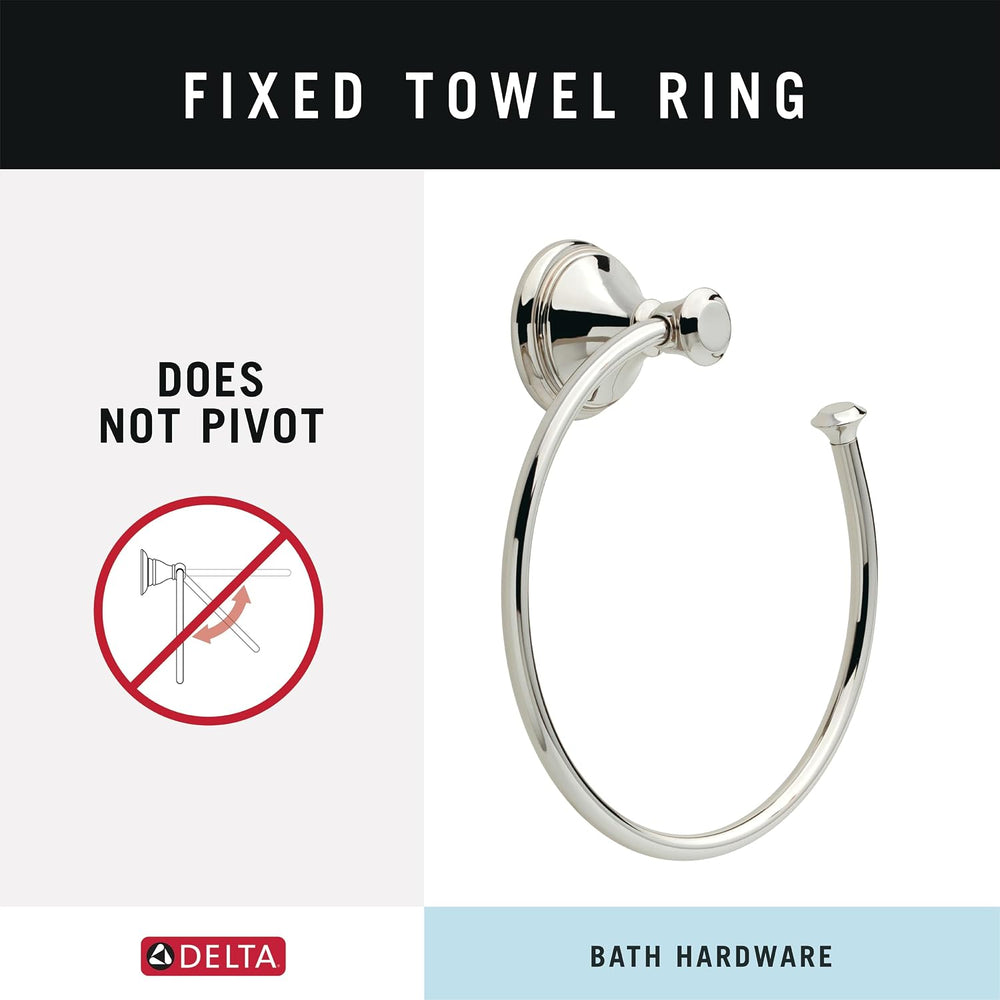 Delta Hand Towel Holder | Square Polished Nickel Ring for Hanging Towels in K...