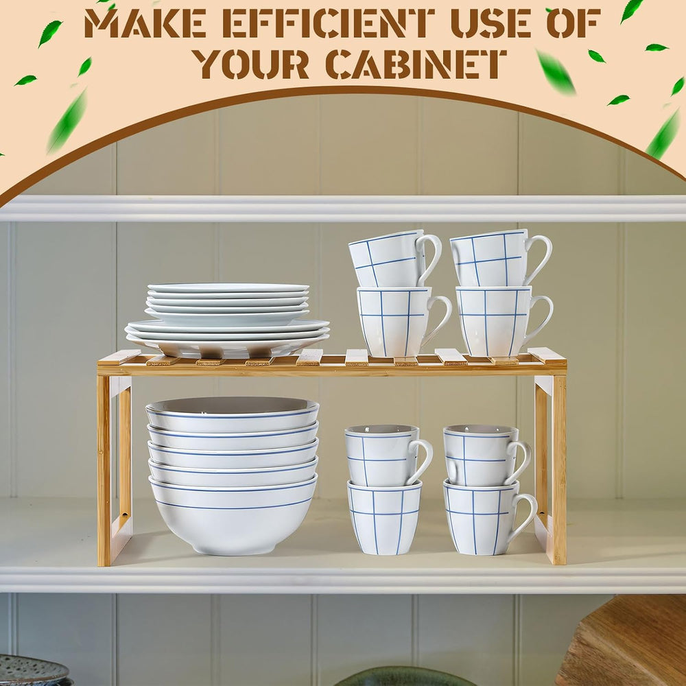4 Pcs Kitchen Cabinet Organizer Bamboo Bookshelf Bamboo Kitchen Shelves, Rect...