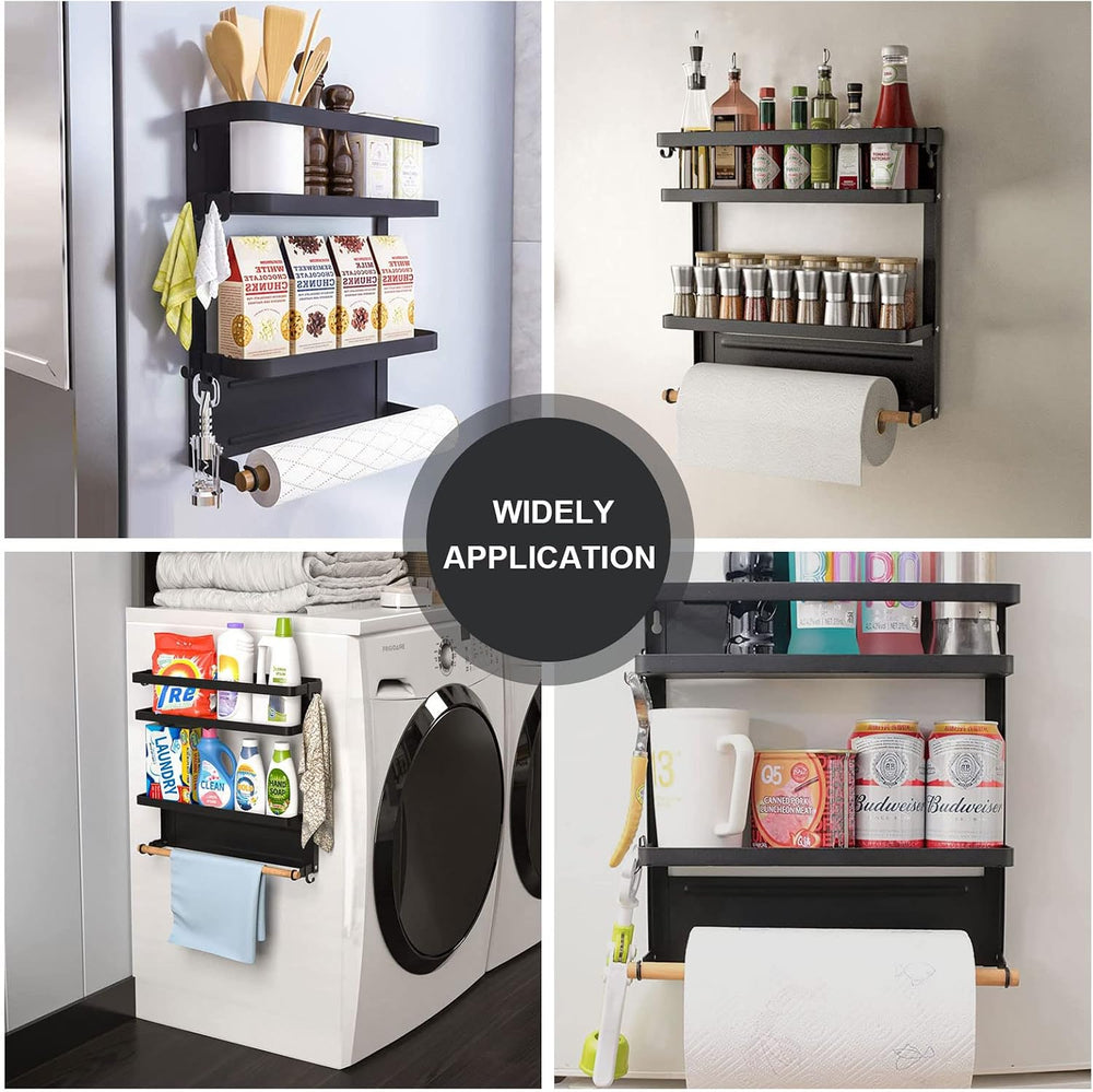 Magnetic Paper Towel Holder with Multi-Layer Storage Shelf, Stable Magnetic O...