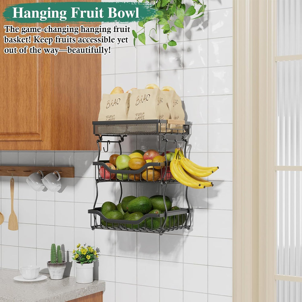 3-Tier Fruit Basket Fits Under Standard Upper Cabinet, 17.2" H