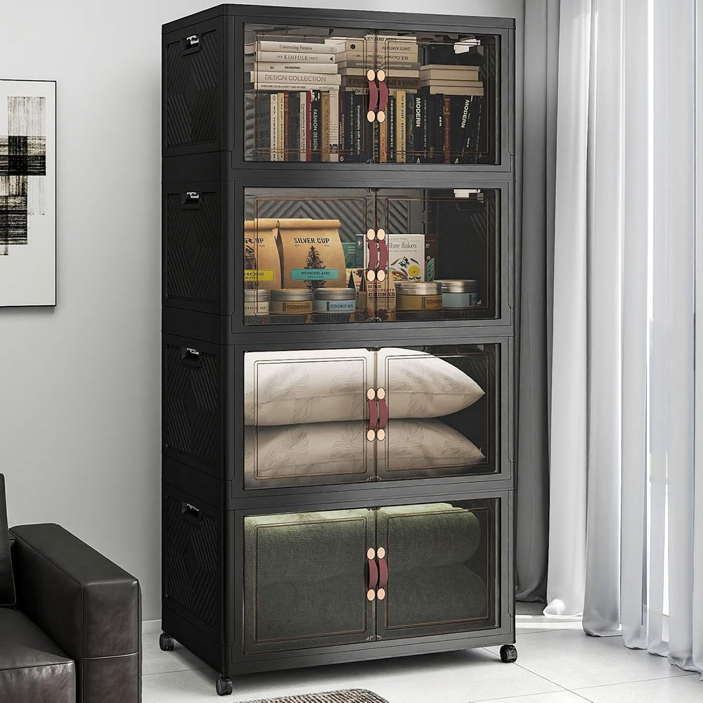Stackable Storage Bins with Lids, 720QT Lockable Storage Cabinet