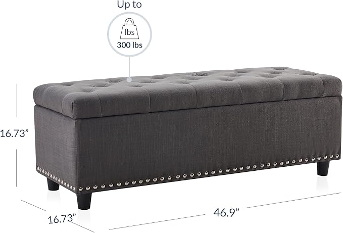 BELLEZE 47" Storage Ottoman, Storage Bench