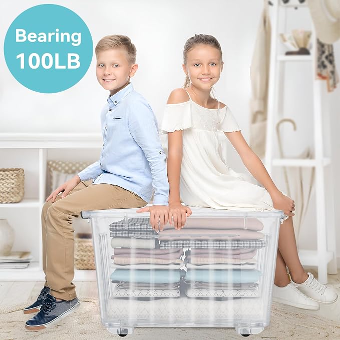 Nazhura 72 Quart Plastic Storage Bin, Stackable and Nestable Storage Boxes (6...