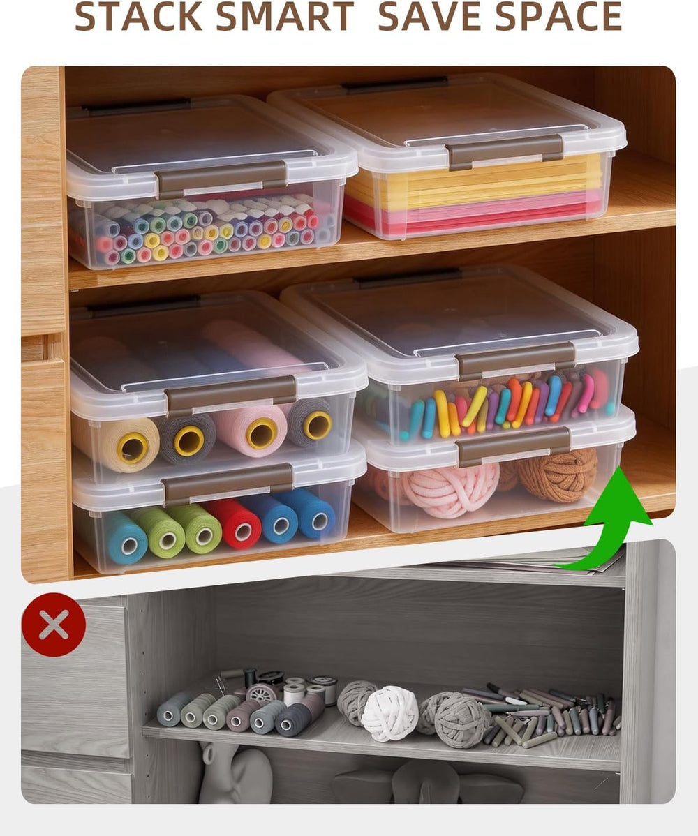 Storage Bins with Lids,6 Quart Clear Sensory Bins,Plastic Bins for Arts Craft...