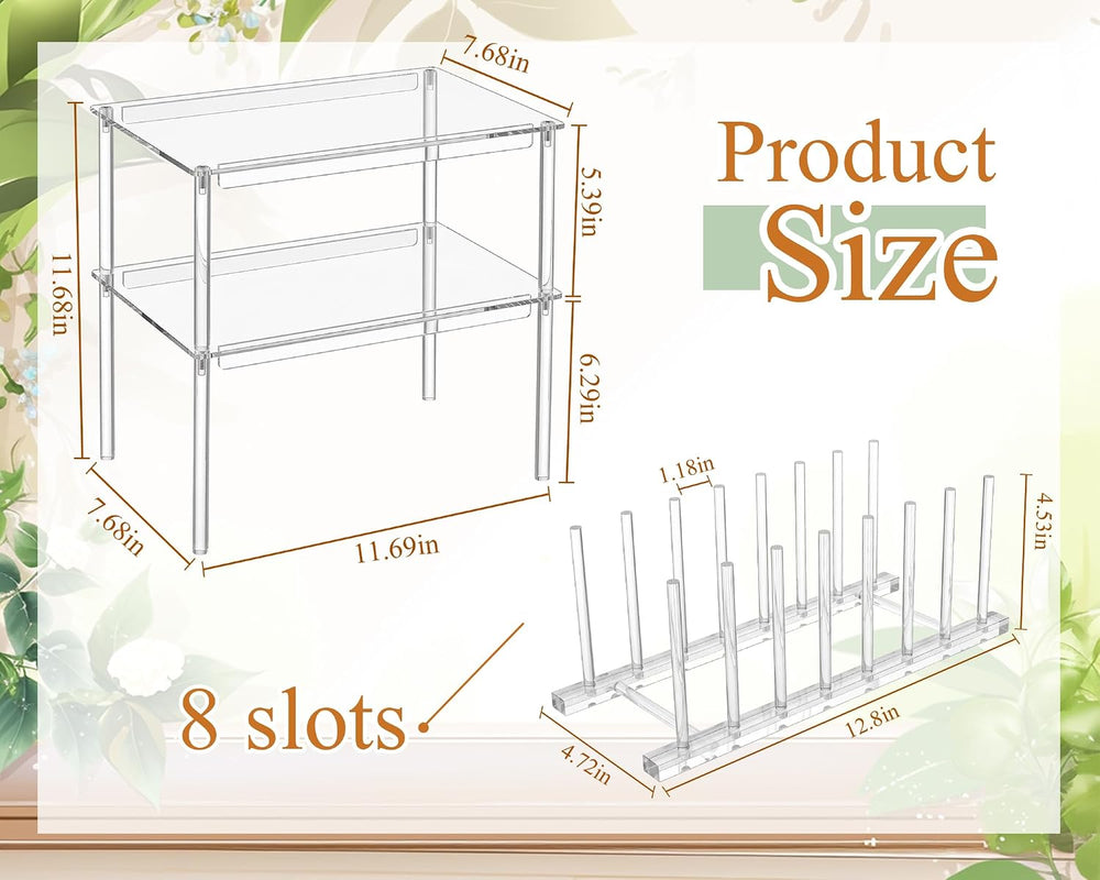 Marsui 4 Pcs Kitchen Organizer Accessories Set for Cabinet, Clear, Acrylic
