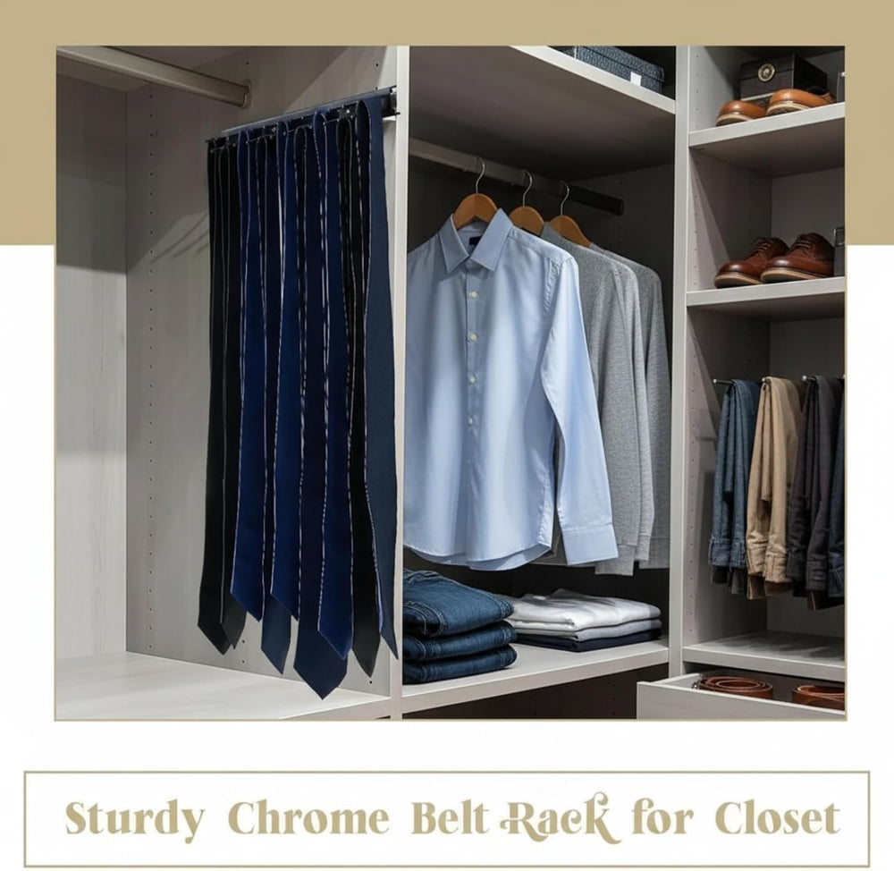 Blulu 1 Pcs 13.8'' Sliding Tie Rack Hangers for Closet, 25 Tie Each, ...