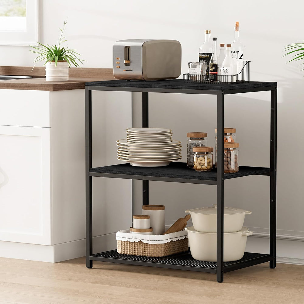 Kitchen Island with 3 Shelves, Workbench, Microwave Stand