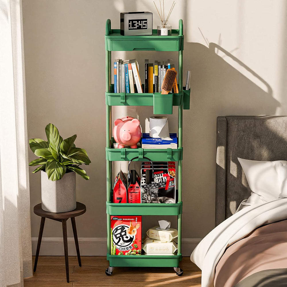 Sorgion 5 Tier Rolling Cart Organizer,Bathroom Cart Organizers with Wheels La...