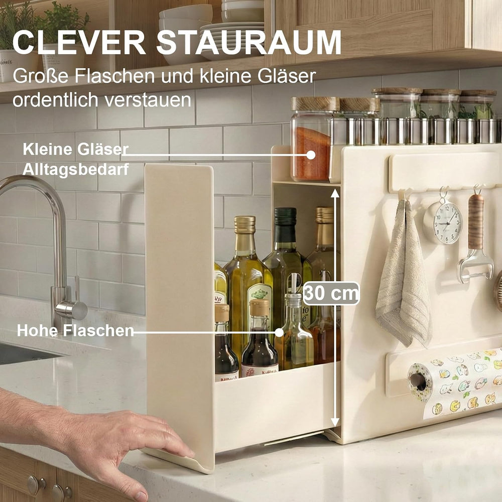 2-Tier Countertop Pull Out Spice Rack with Sliding Drawer, Cream