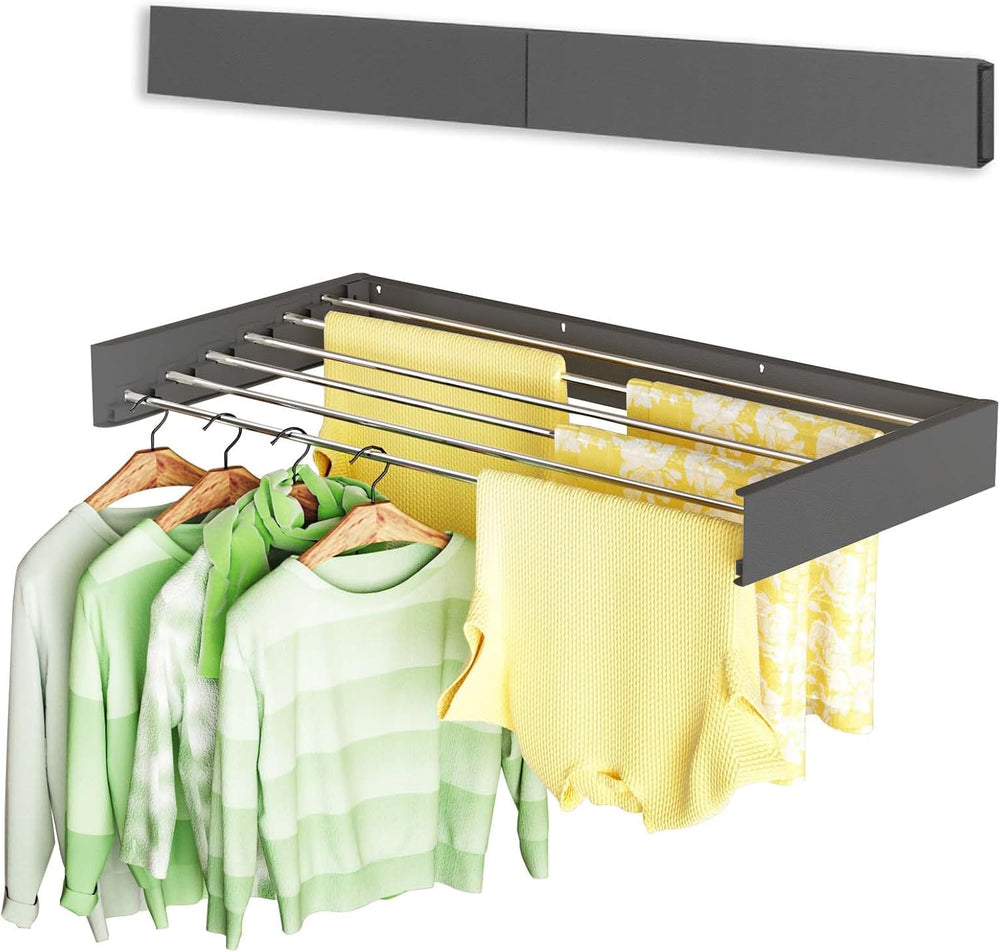 Vikaqi Wall Mounted Clothes Drying Rack 40", Foldable Wall Mount Laundry...