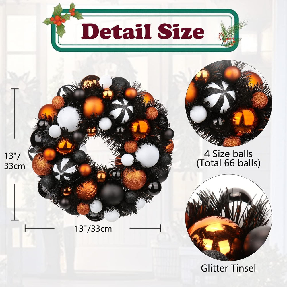 Halloween Ball Wreath 13" Xmas Wreaths Ornaments Glitter Thicken Shatter...